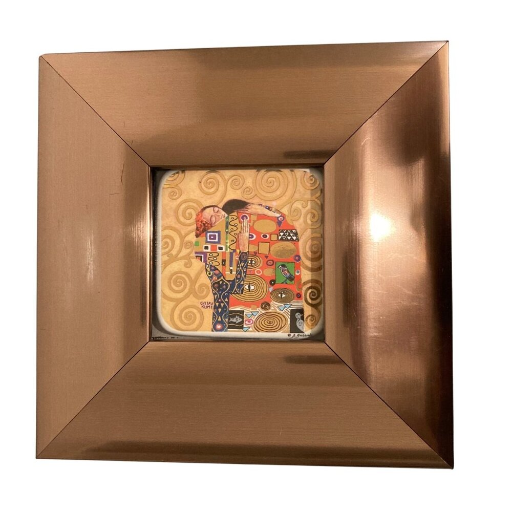 Gustav Klimt Fulfilment Framed Tile Coaster